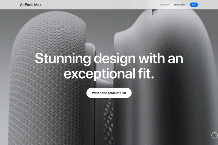 AirPods Max website preview